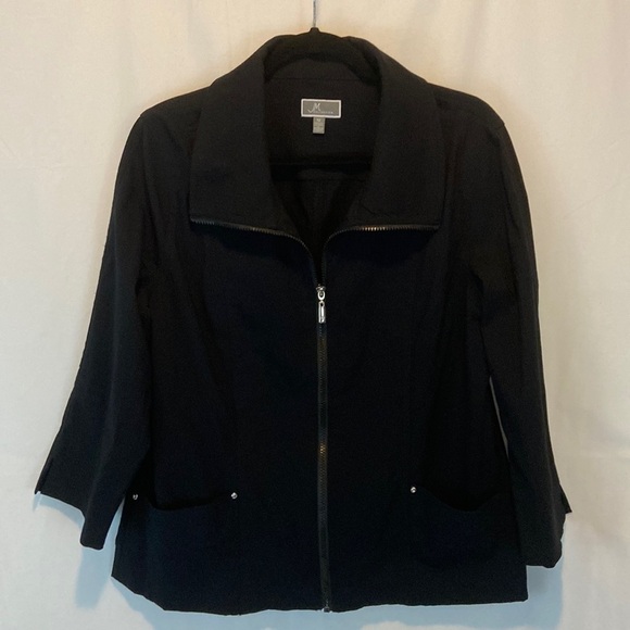 Vintage JS Collection Women’s Black Zip Up Jacket Size 12 - Picture 1 of 6